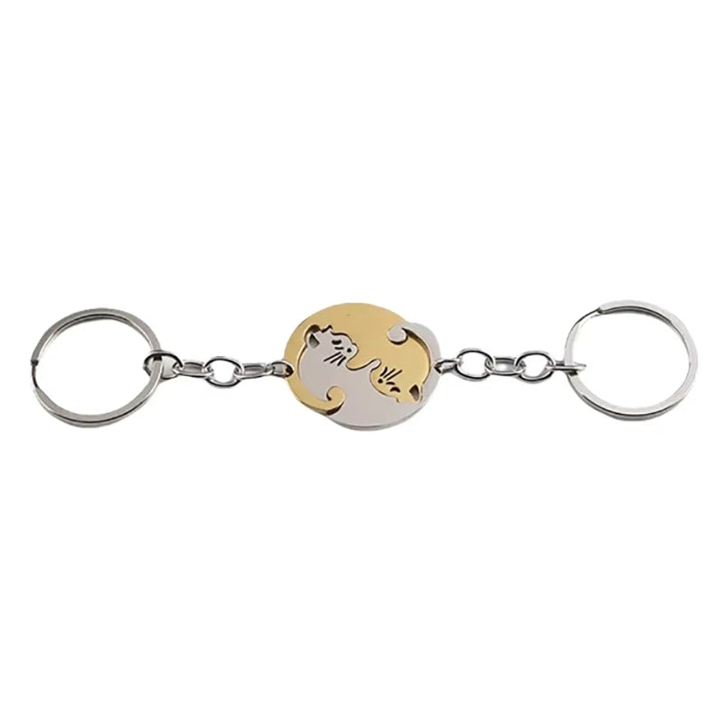 Black Cat Matching Couples Keychain – Stainless Steel Puzzle Keyring - Image 12