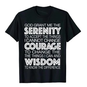 Serenity Prayer T-Shirt – Alcoholics Anonymous 12-Step Program Cotton Tee for Men