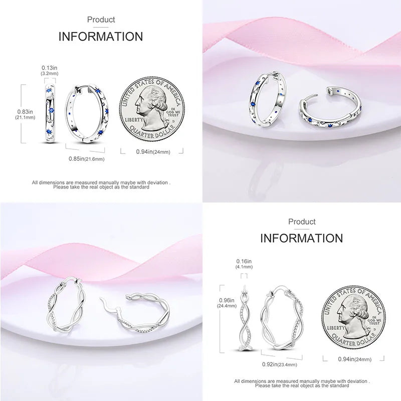 Original 925 Sterling Silver Colorful Hoop Earrings – Gold & Rose Gold for Women - Image 3