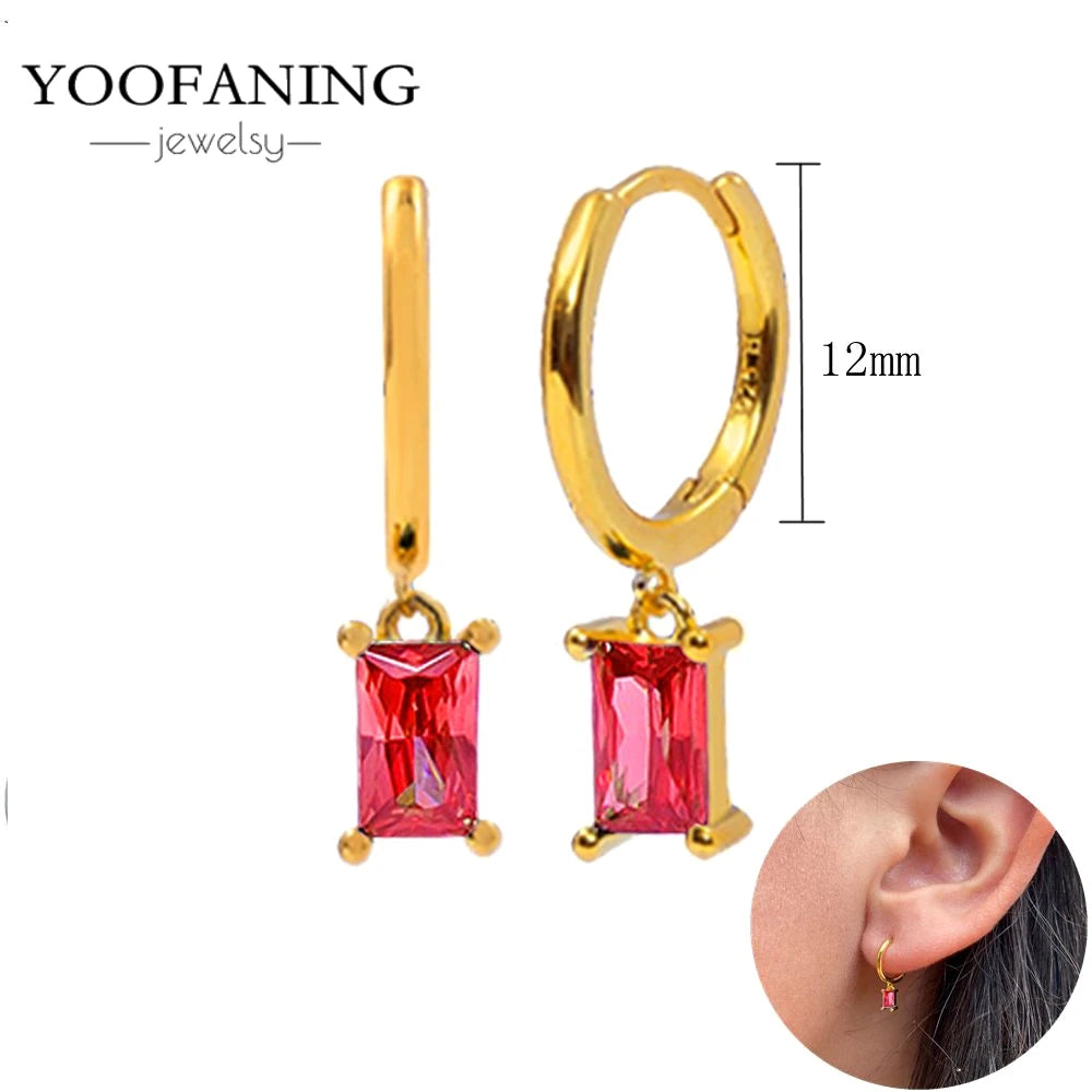 925 Sterling Silver Red Series Hoop Earrings – Red Zircon Love, Strawberry & Starfish Design - Image 36