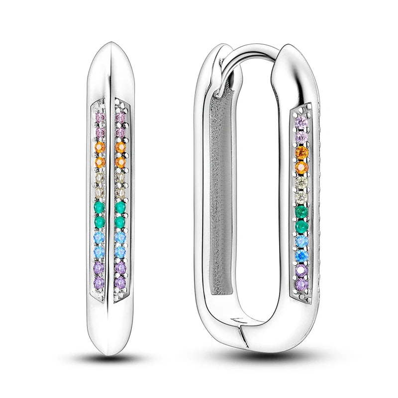 Original 925 Sterling Silver Colorful Hoop Earrings – Gold & Rose Gold for Women - Image 33