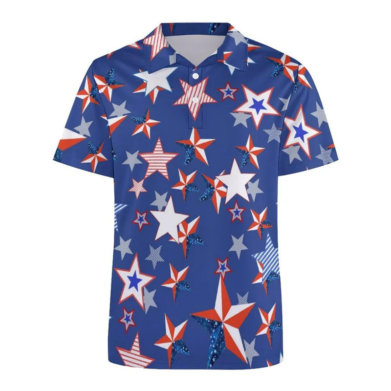Fashion USA Flag Polo Shirt – Men’s 3D Print Short Sleeve Summer Lapel T-Shirt - Image 3