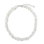 Square White Puka Shell Necklace – Surfer Choker Beach Style for Men & Women
