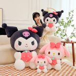 25cm Sanrio Strawberry Kuromi Plush Pillow – Soft Stuffed Toy for Girls & Gifts