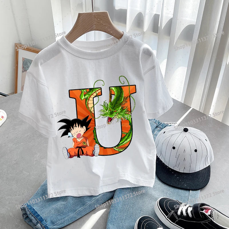 Dragon Ball Goku T-Shirt – A-Z Letter Print Cotton Tee for Boys & Toddlers - Image 17