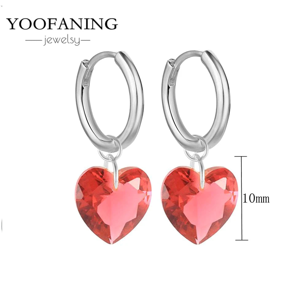 925 Sterling Silver Red Series Hoop Earrings – Red Zircon Love, Strawberry & Starfish Design - Image 39