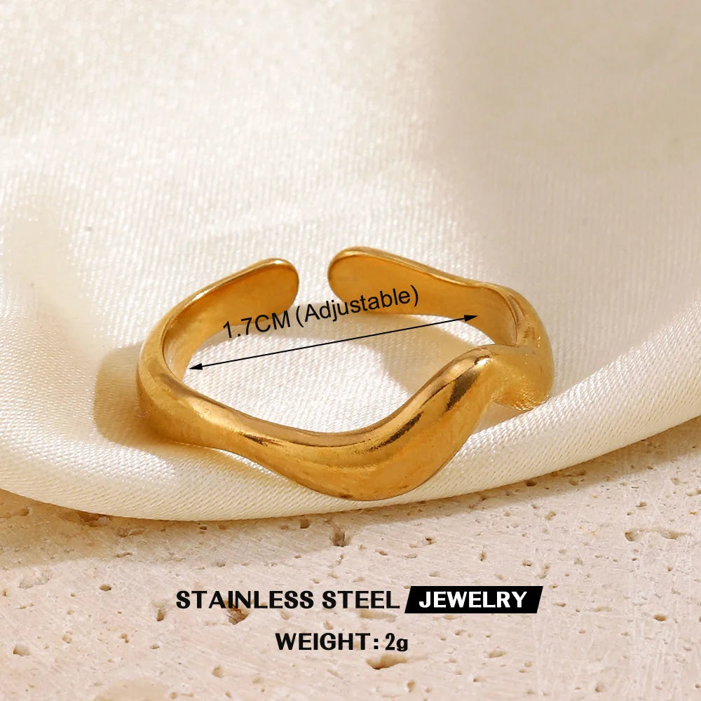 Gold Color Stainless Steel Heart Ring - Image 33