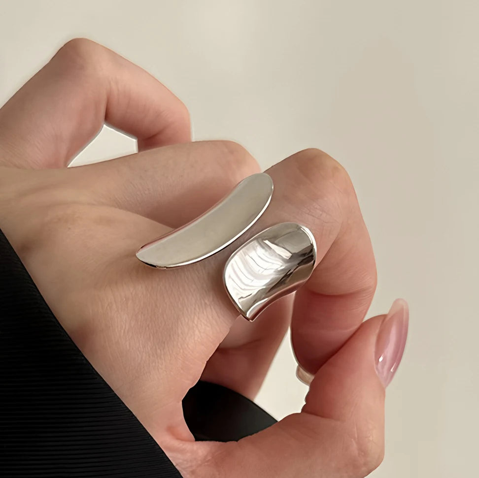 VENTFILLE 925 Sterling Silver Wave Ring – Irregular Golden Stackable Adjustable Ring for Women - Image 33