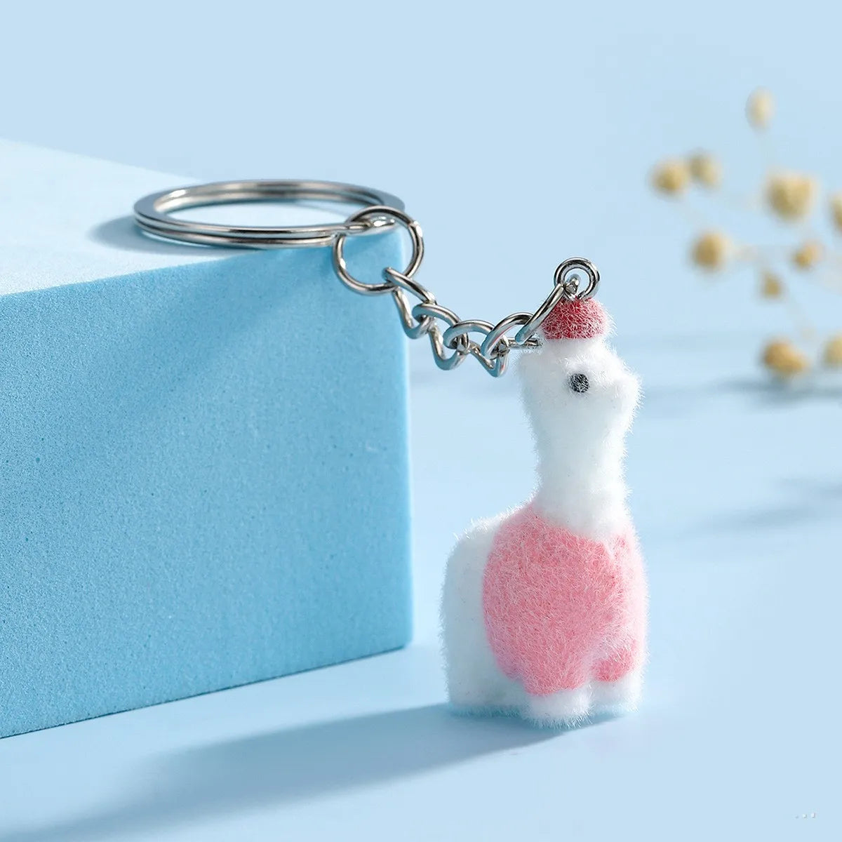Cute Fuzzy Alpaca Charms Keychains – 3D Flocking Cartoon Animal Pendant for Bags & Gifts - Image 9
