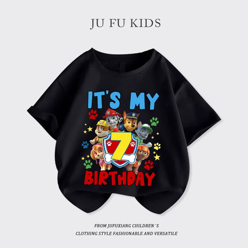 Paw Patrol Birthday T-Shirt – Cute Cotton Summer Pullover for Kids with Chase & Skye Print - Image 11