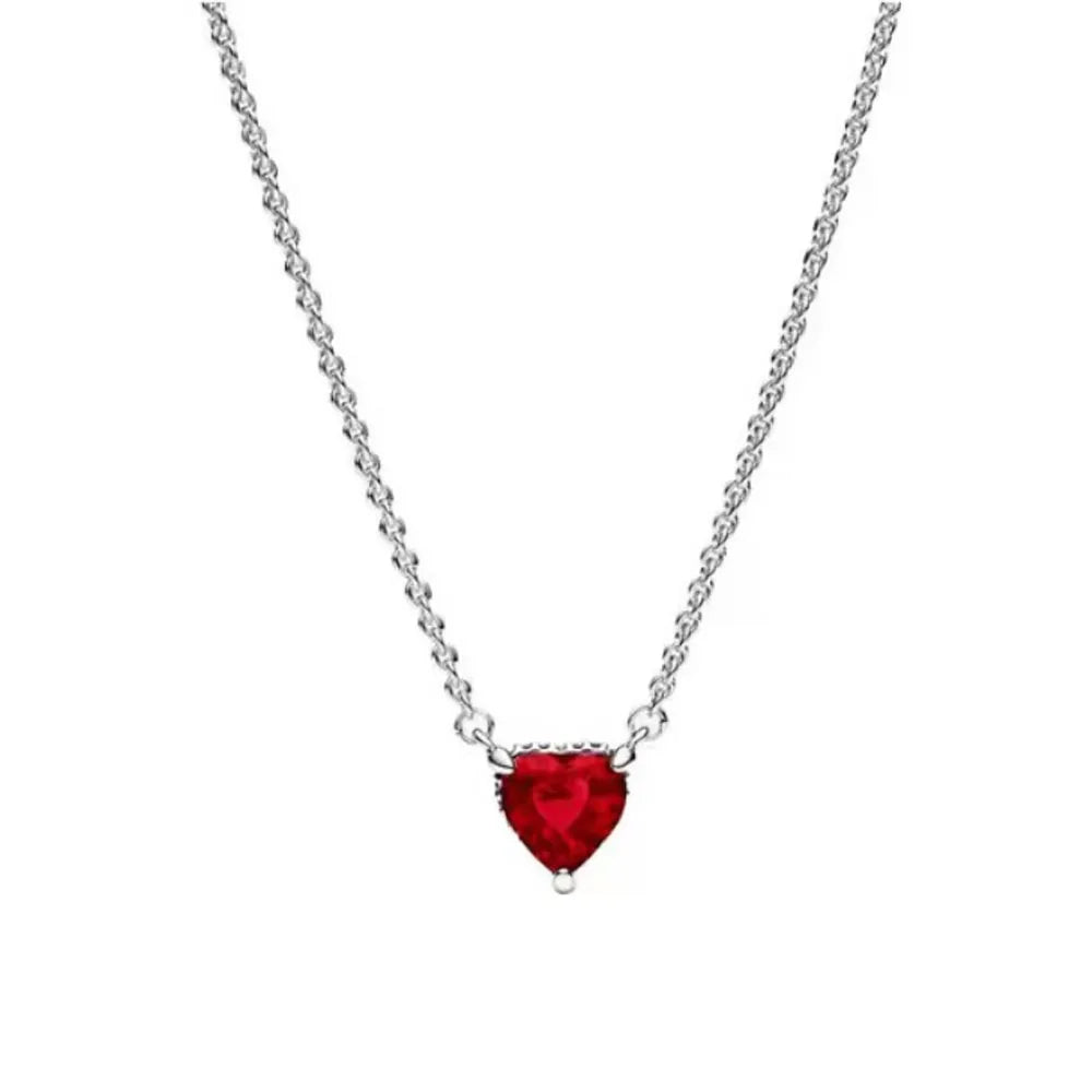 New Fine Red Love Heart Necklace – 925 Silver-Plated with Shining Zircon Bow - Image 19