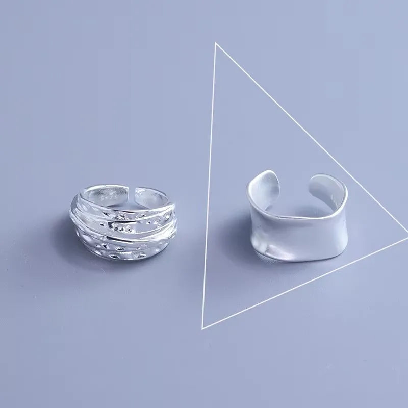 VENTFILLE 925 Sterling Silver Wave Ring – Irregular Golden Stackable Adjustable Ring for Women - Image 12