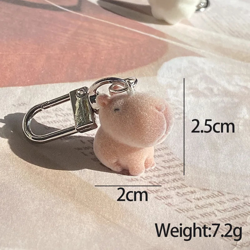Cute Fuzzy Alpaca Charms Keychains – 3D Flocking Cartoon Animal Pendant for Bags & Gifts - Image 4