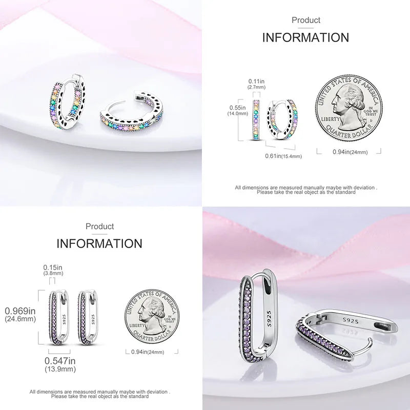 Original 925 Sterling Silver Colorful Hoop Earrings – Gold & Rose Gold for Women - Image 2