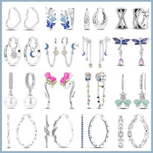 New 925 Sterling Silver Tassel Earrings – Love Heart, Star, Moon, Dragonfly & Tulip Designs