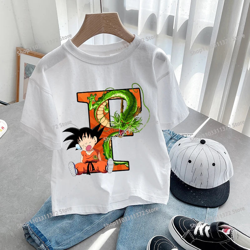 Dragon Ball Goku T-Shirt – A-Z Letter Print Cotton Tee for Boys & Toddlers - Image 21
