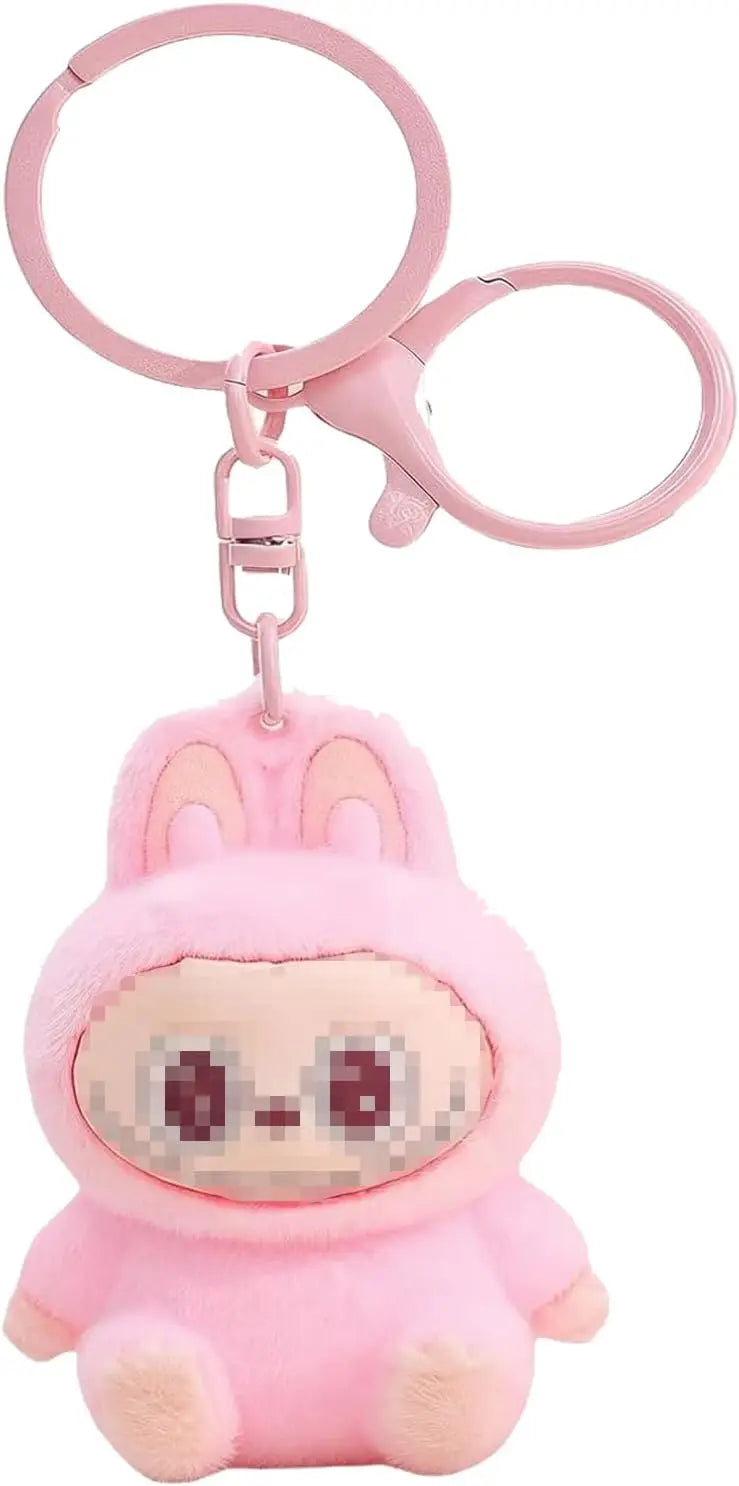 Cute Flocking Cartoon Monsters Keychain – Kawaii Bag Charm Gift for Women
