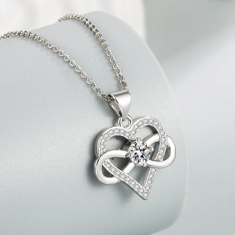 Luxury Infinity Love Heart Zircon Pendant Necklace – Romantic Gift for Her (2025 New)