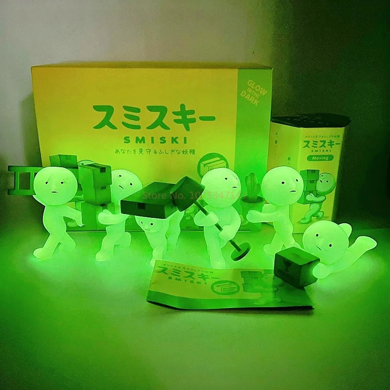 Hot Sonny Angel Smiski Moving Series – Mystery Noctilucent Green Doll Action Figures - Image 6