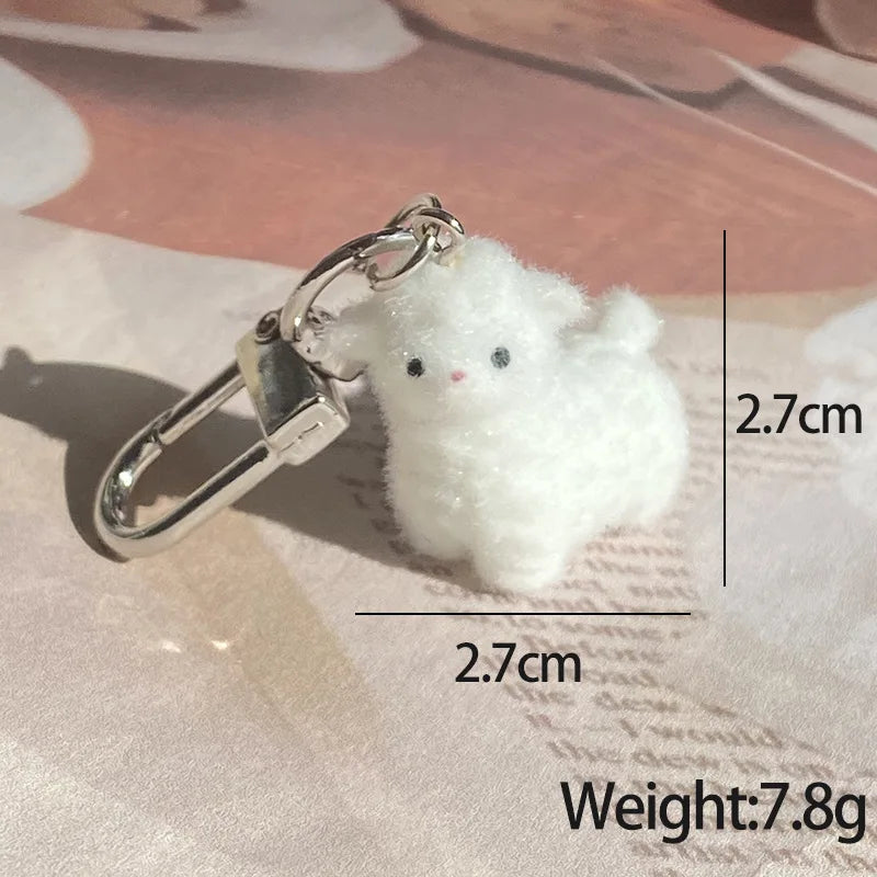 Cute Fuzzy Alpaca Charms Keychains – 3D Flocking Cartoon Animal Pendant for Bags & Gifts - Image 8
