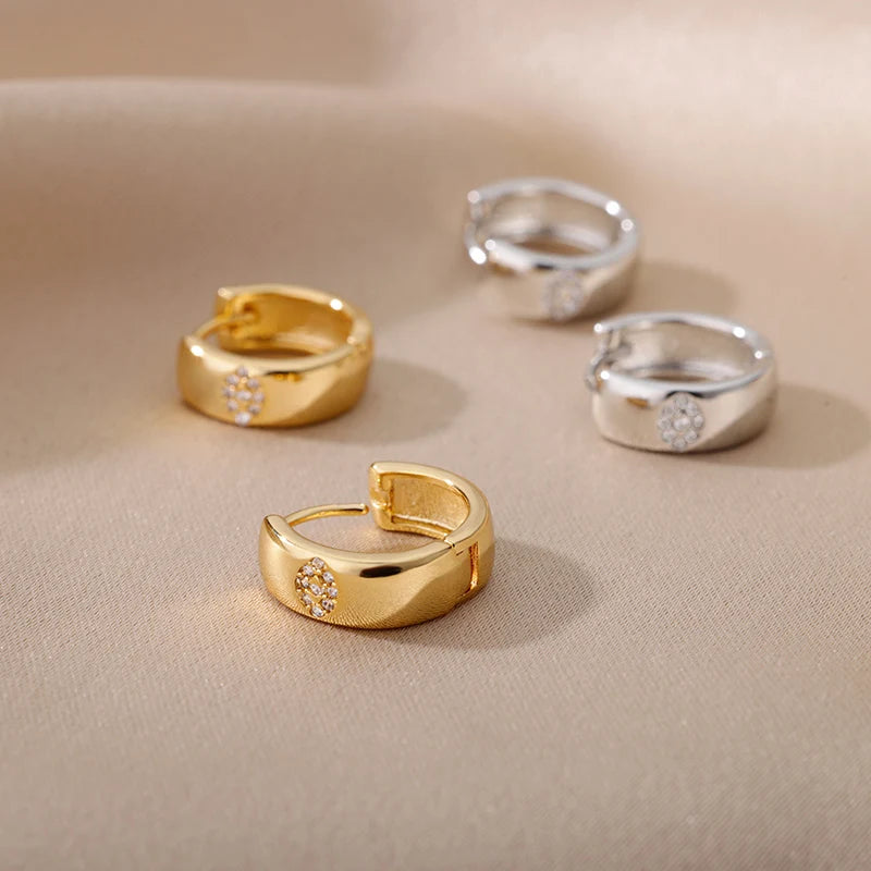 Cute Zircon Heart Stainless Steel Earrings – Y2K Silver Charm Hoop for Women - Image 5