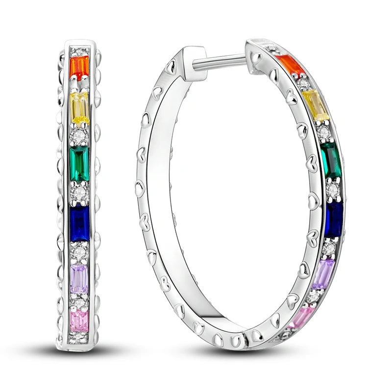 Original 925 Sterling Silver Colorful Hoop Earrings – Gold & Rose Gold for Women - Image 17