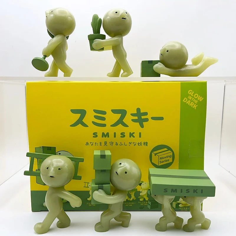 Hot Sonny Angel Smiski Moving Series – Mystery Noctilucent Green Doll Action Figures - Image 3