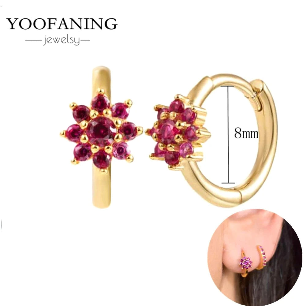 925 Sterling Silver Red Series Hoop Earrings – Red Zircon Love, Strawberry & Starfish Design - Image 41