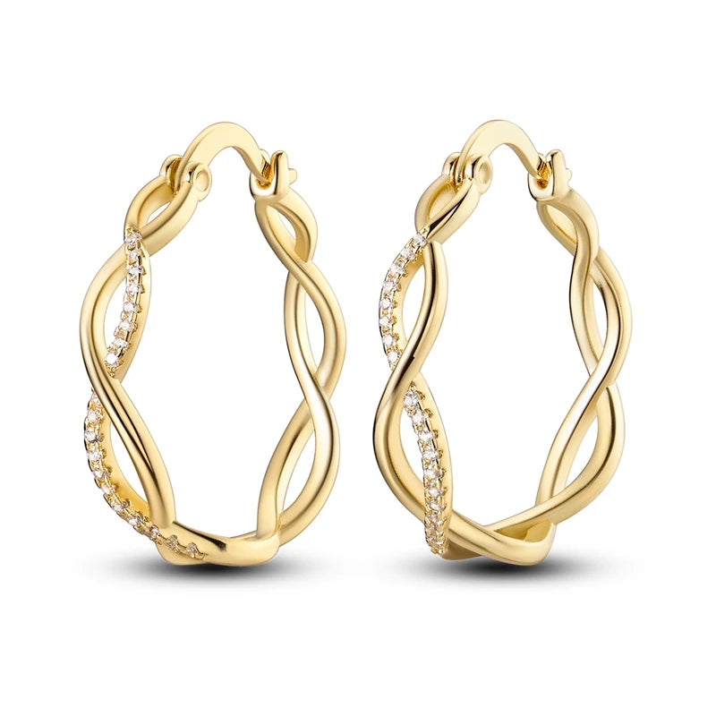 Original 925 Sterling Silver Colorful Hoop Earrings – Gold & Rose Gold for Women - Image 21