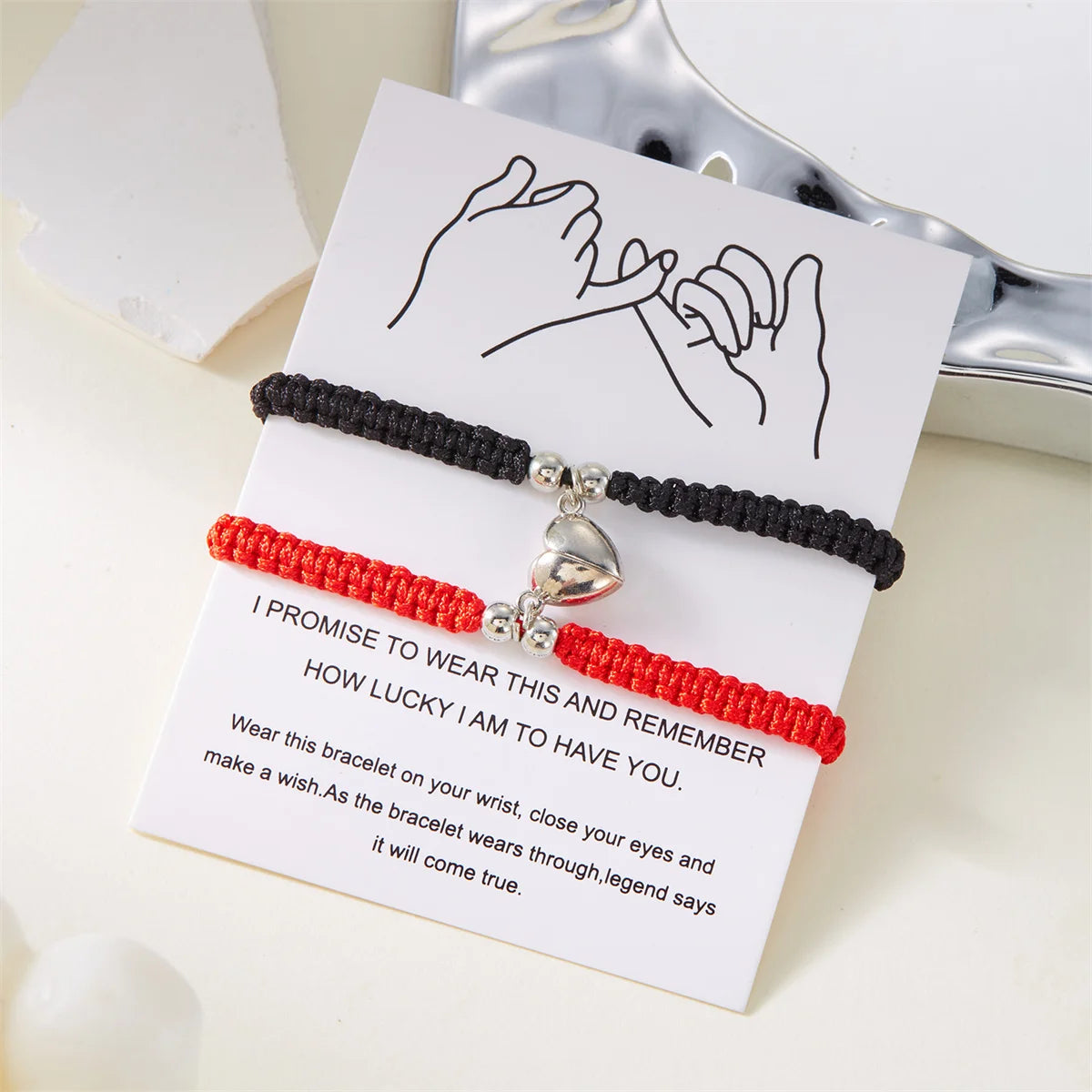Romantic Heart Magnetic Attract Couple Bracelet Set - Image 2