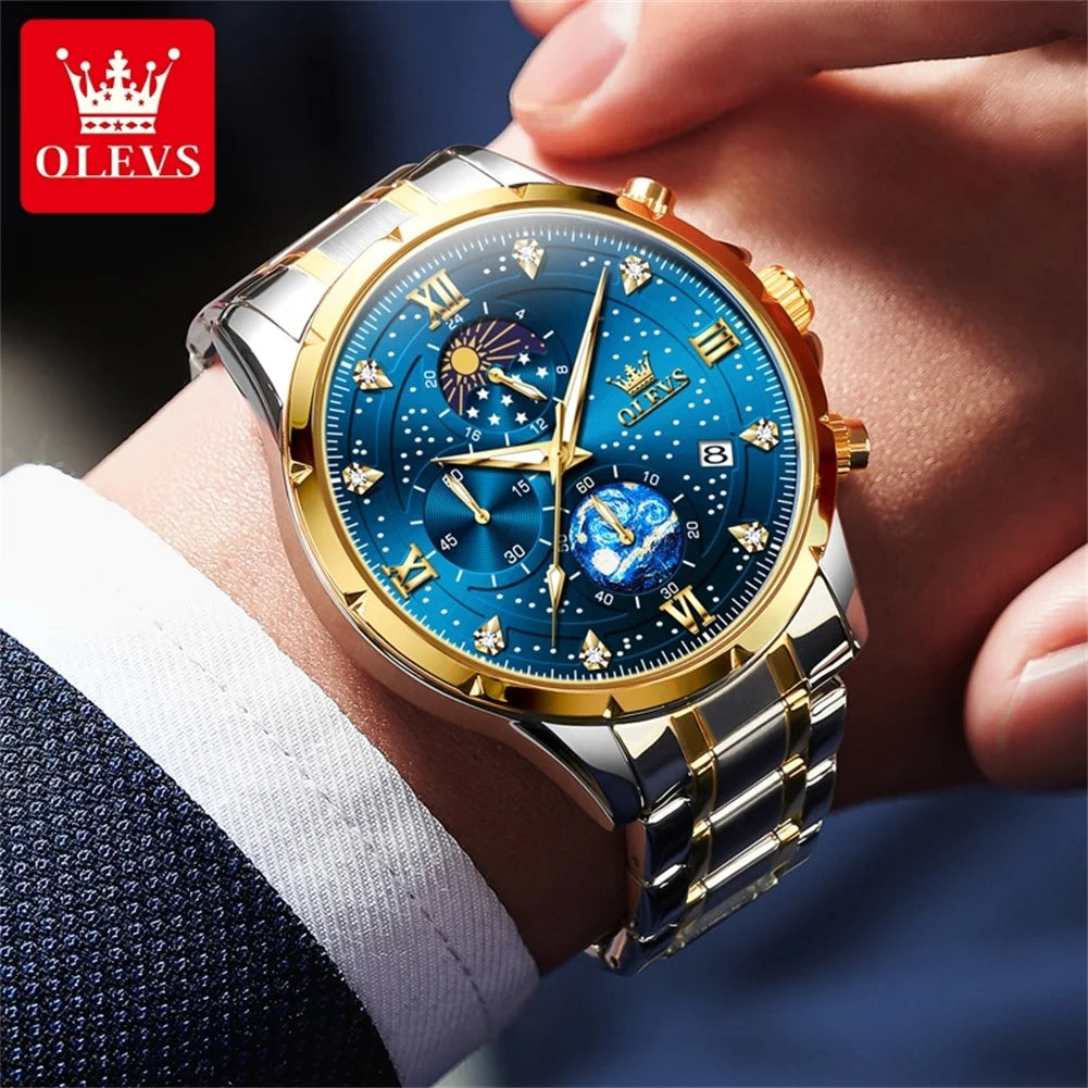 OLEVS 9807 Men's Quartz Chronograph Watch – Multifunction Waterproof Timepiece with Luminous Display - Image 3