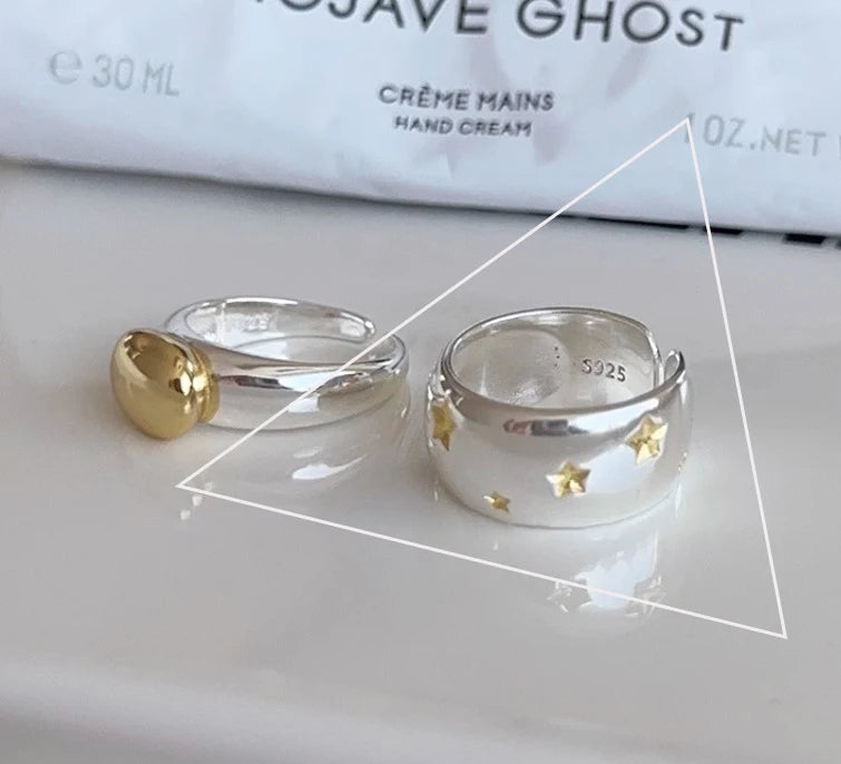 VENTFILLE 925 Sterling Silver Wave Ring – Irregular Golden Stackable Adjustable Ring for Women - Image 27