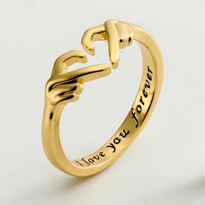 Romantic Heart Hand Hug Ring for Women & Men - Image 2
