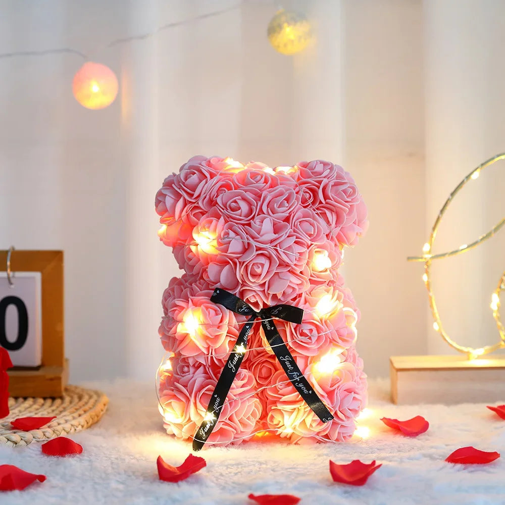 Artificial Teddy Rose Flower Bear with Box - Image 10