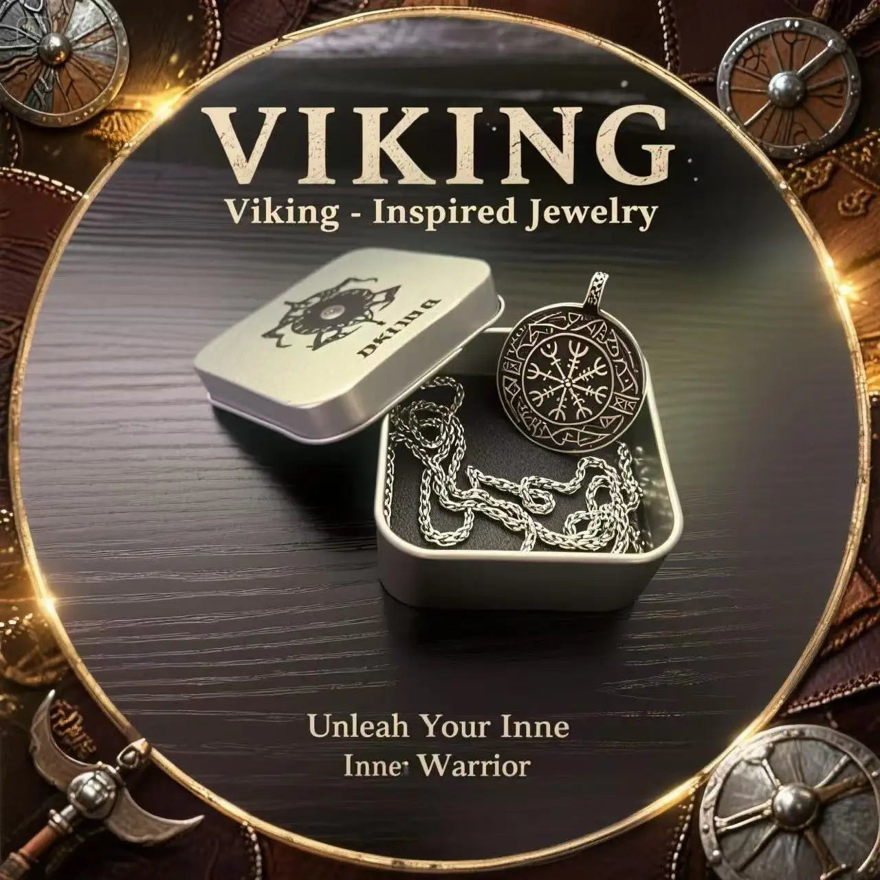 HNSP Viking Pendant Necklace – 316L Stainless Steel Chain for Men - Image 2
