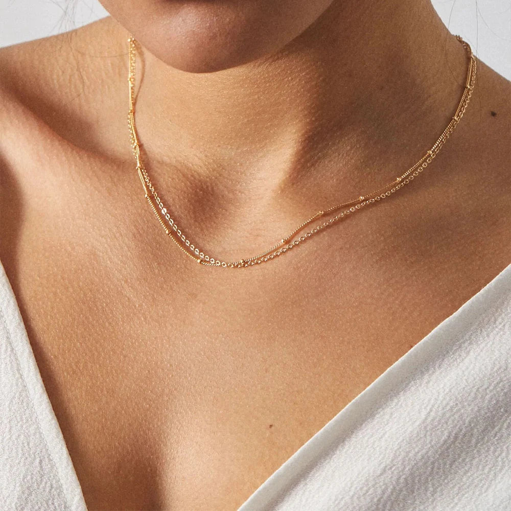 eManco Pre-Heated Stainless Steel Chain Necklace – Metallic Texture Gift for Her - Image 4