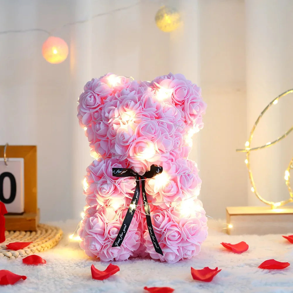 Artificial Teddy Rose Flower Bear with Box - Image 9
