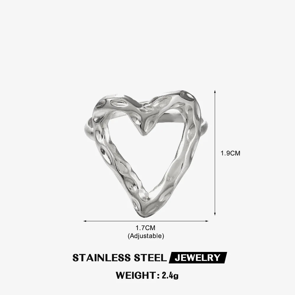 Gold Color Stainless Steel Heart Ring - Image 24