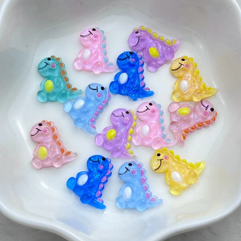 50Pcs Cute 12mm Mini Cartoon Dinosaur Resin Flatbacks – DIY Jewelry, Manicure & Hair Accessories - Image 4