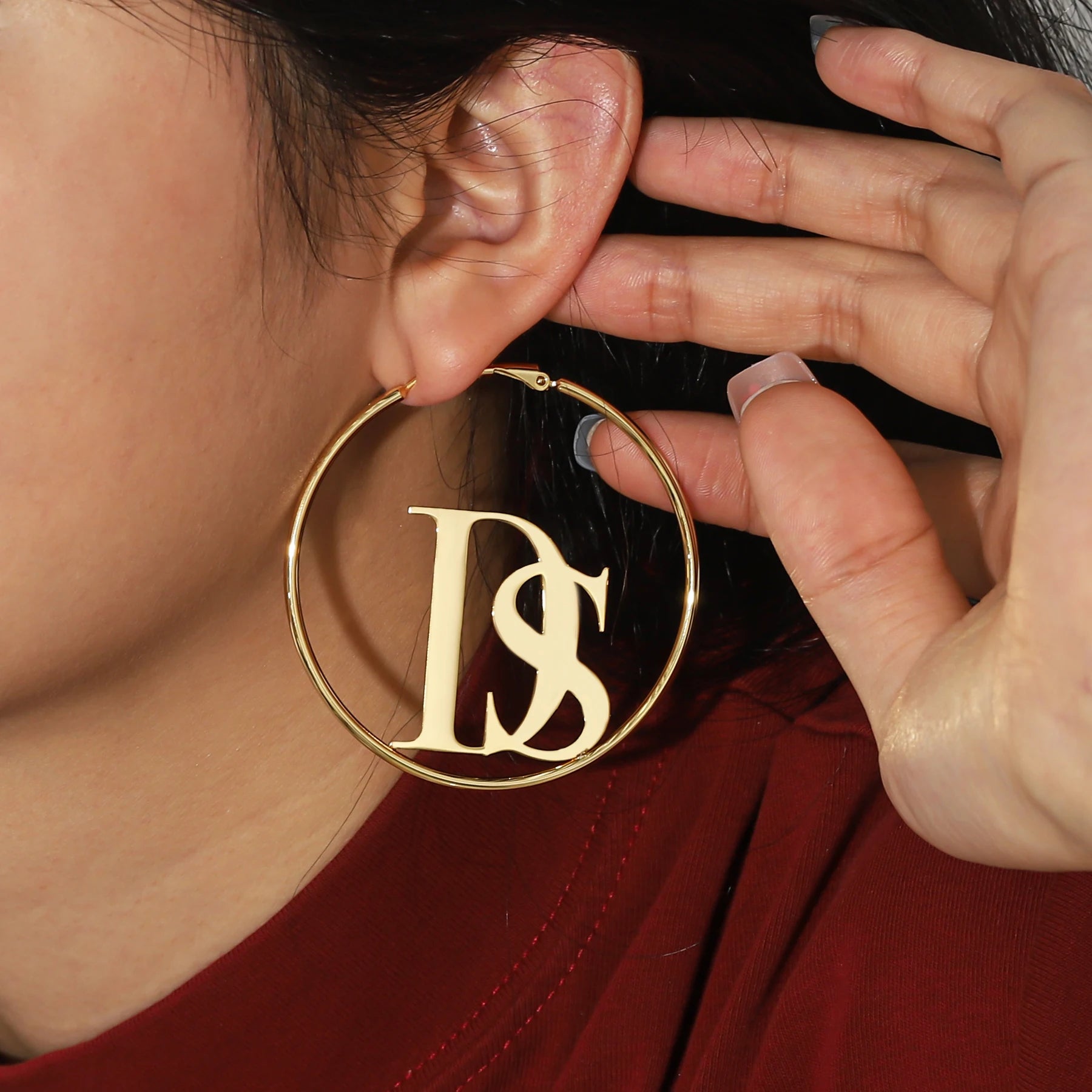 Custom Letter Earrings – Personalized Name Hoop Earrings for Women - Image 3