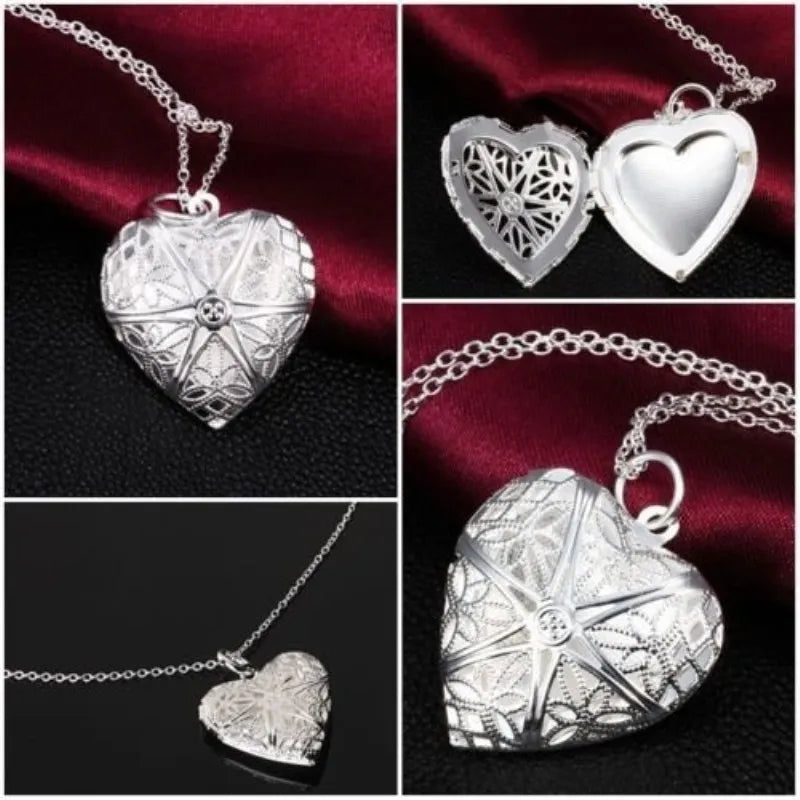 Hollow Engraved Peach Heart Necklace – Photo Box Pendant Chain for Women - Image 3