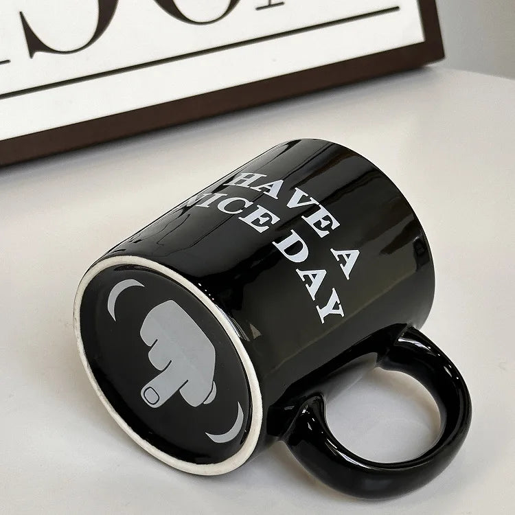 【Funny Middle Finger Design】Ceramic Coffee Mug – “Have a Nice Day” Creative Cup for Home & Office - Image 6