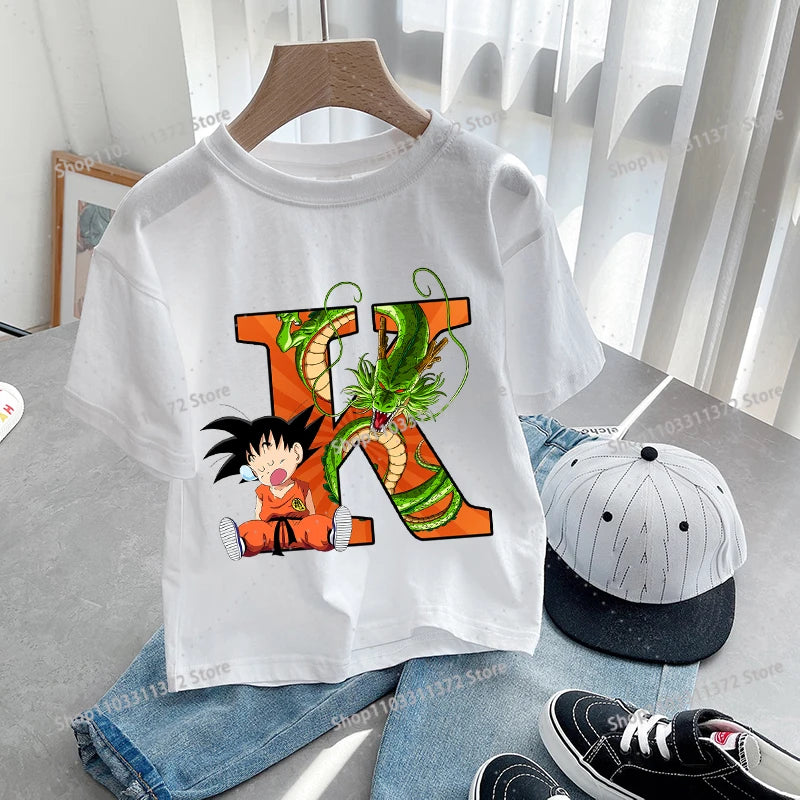 Dragon Ball Goku T-Shirt – A-Z Letter Print Cotton Tee for Boys & Toddlers - Image 24