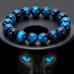 Minimalist Blue Tiger Eye Stone Beaded Bracelet