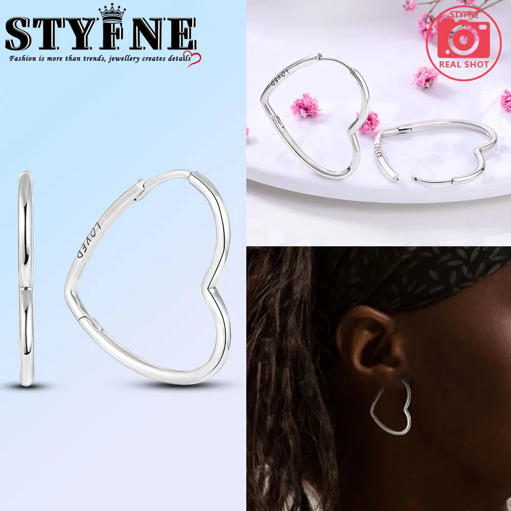 925 Sterling Silver Three-Color Asymmetrical Heart Earrings – Playful Love Design for Women - Image 9