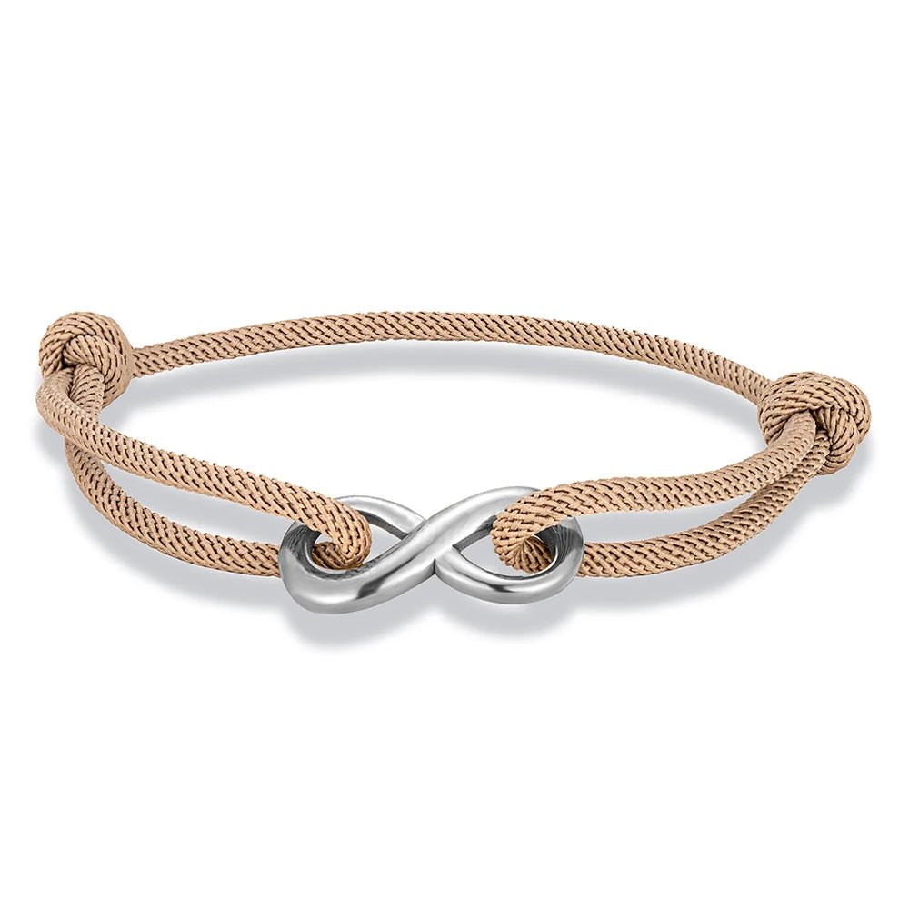 MKENDN Minimalist Infinity Bracelet – Stainless Steel Adjustable Rope Bracelet for Couples & Friends - Image 6